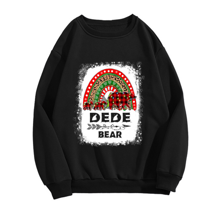 Dede Bear Family Rainbow Crewneck Sweatshirt, Plaid Bear Boho Pullover, Family Gift