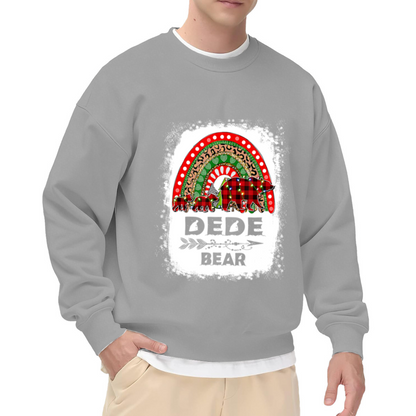 Dede Bear Family Rainbow Crewneck Sweatshirt, Plaid Bear Boho Pullover, Family Gift