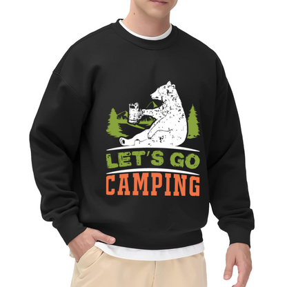 Let's Go Camping Crewneck Sweatshirt - Cute Camping Bear Graphic Pullover, Outdoor Adventure Gift, Glamping Top