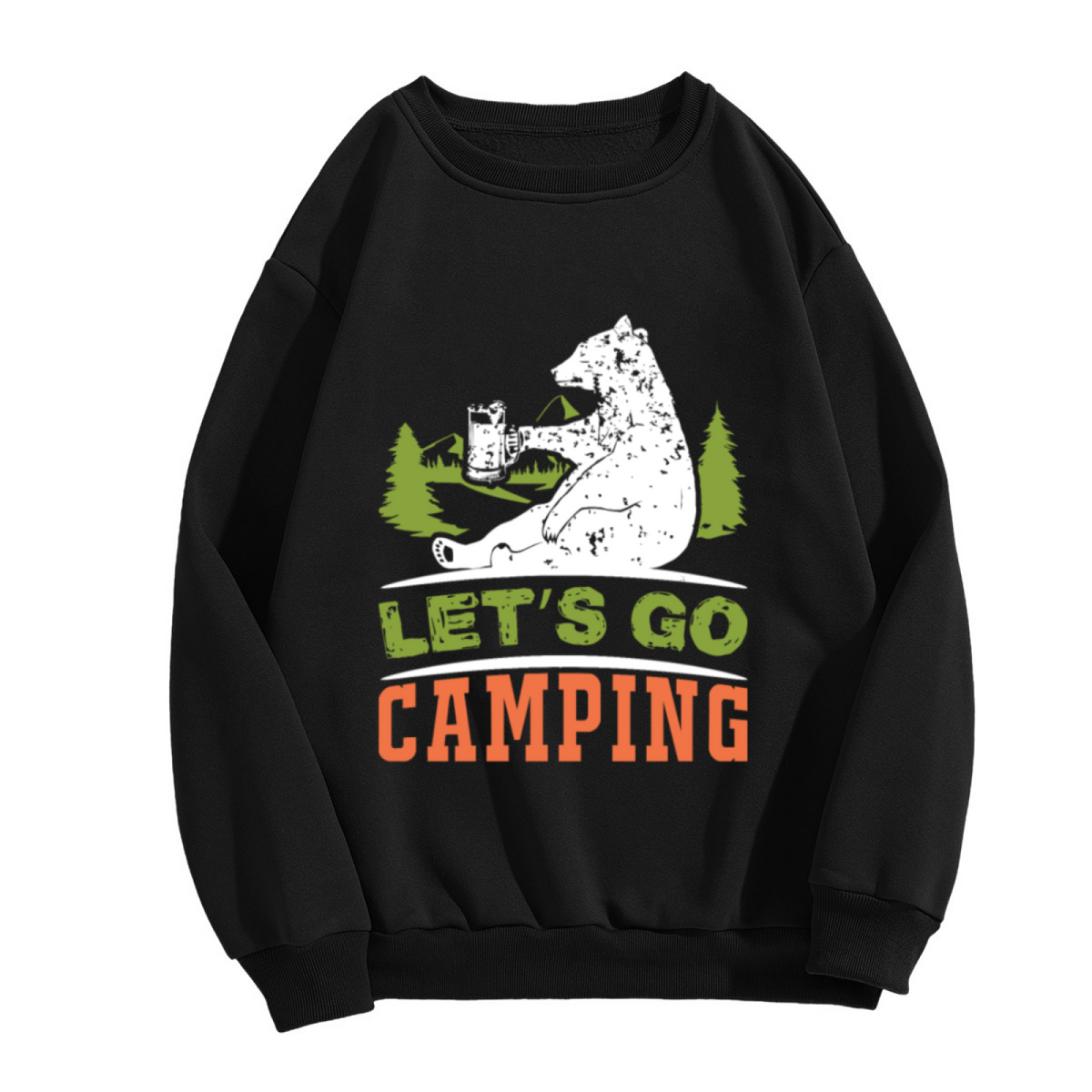Let's Go Camping Crewneck Sweatshirt - Cute Camping Bear Graphic Pullover, Outdoor Adventure Gift, Glamping Top
