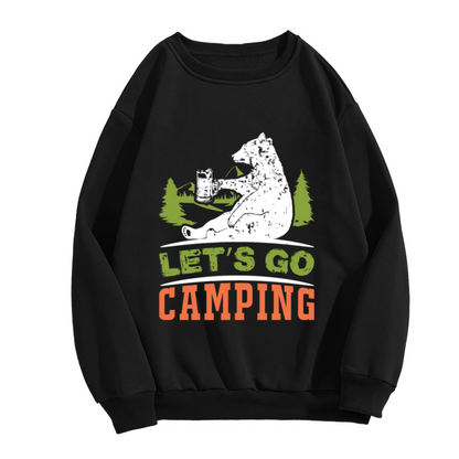 Let's Go Camping Crewneck Sweatshirt - Cute Camping Bear Graphic Pullover, Outdoor Adventure Gift, Glamping Top