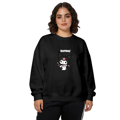 Playful Kuromi Magic Wand Print Casual Crewneck Sweatshirt
