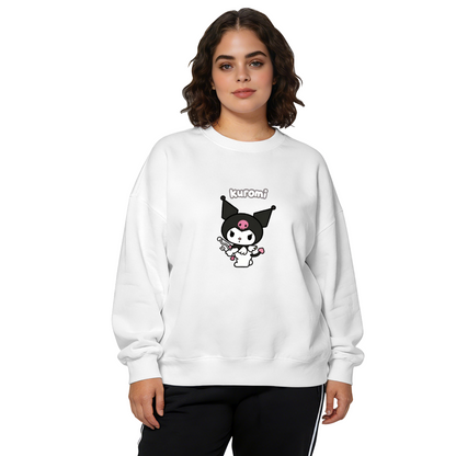 Playful Kuromi Magic Wand Print Casual Crewneck Sweatshirt