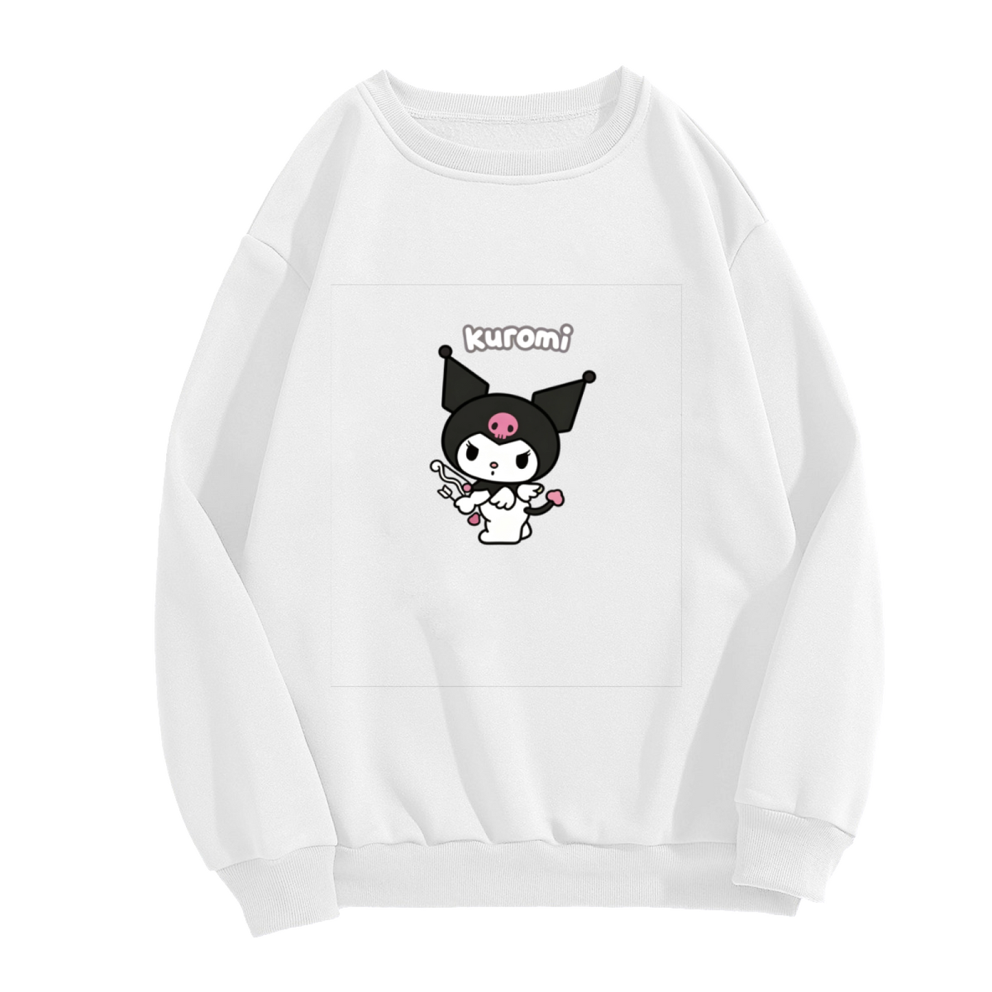 Playful Kuromi Magic Wand Print Casual Crewneck Sweatshirt