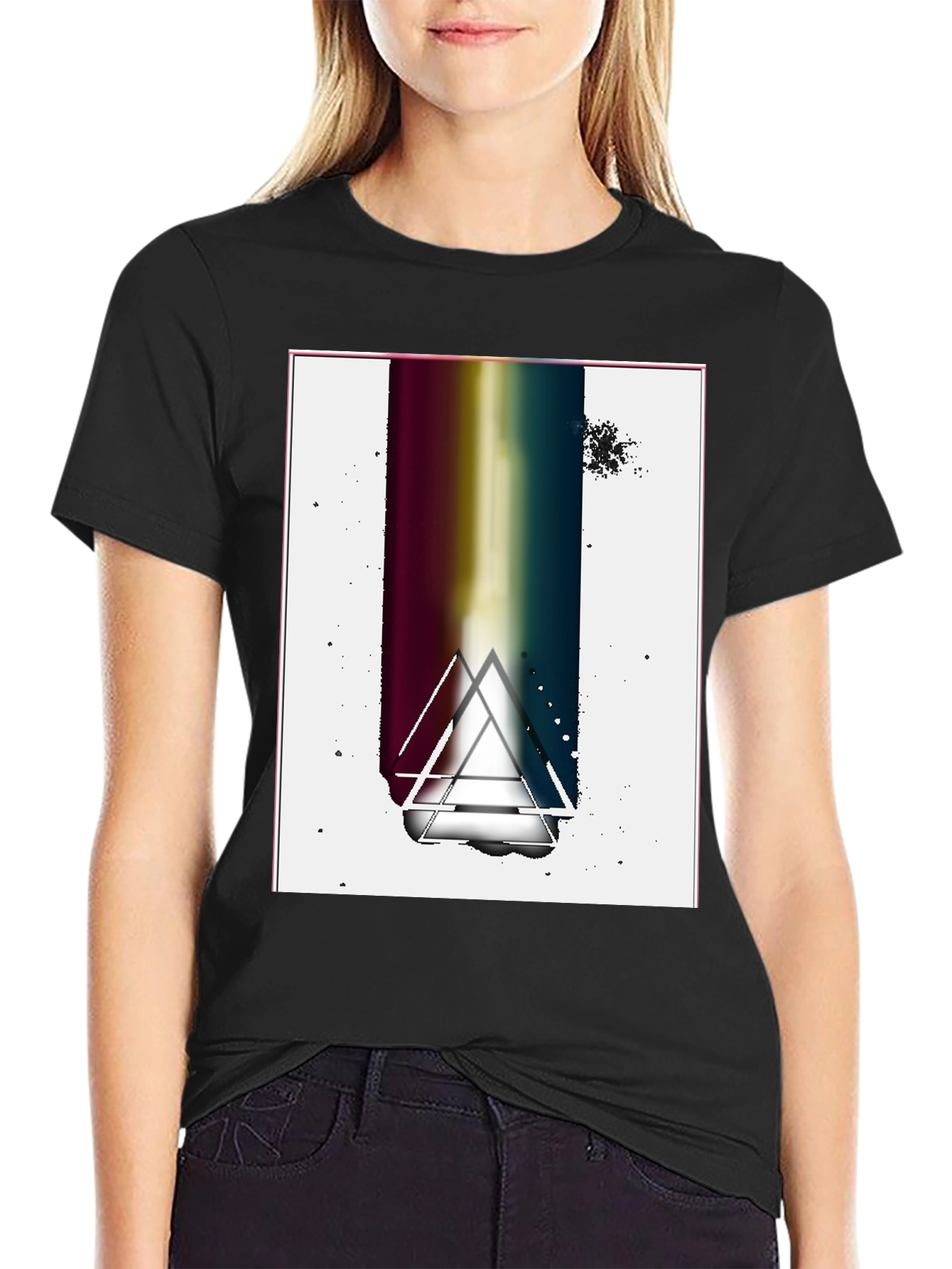 Abstract Graphic Tee - Black Cotton Blend