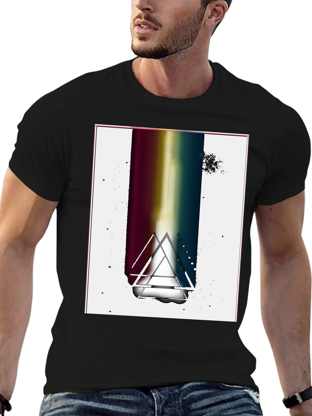 Abstract Graphic Tee - Black Cotton Blend