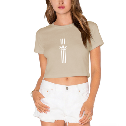 Vertical Trefoil Sporty Hot Pink Crop Tee