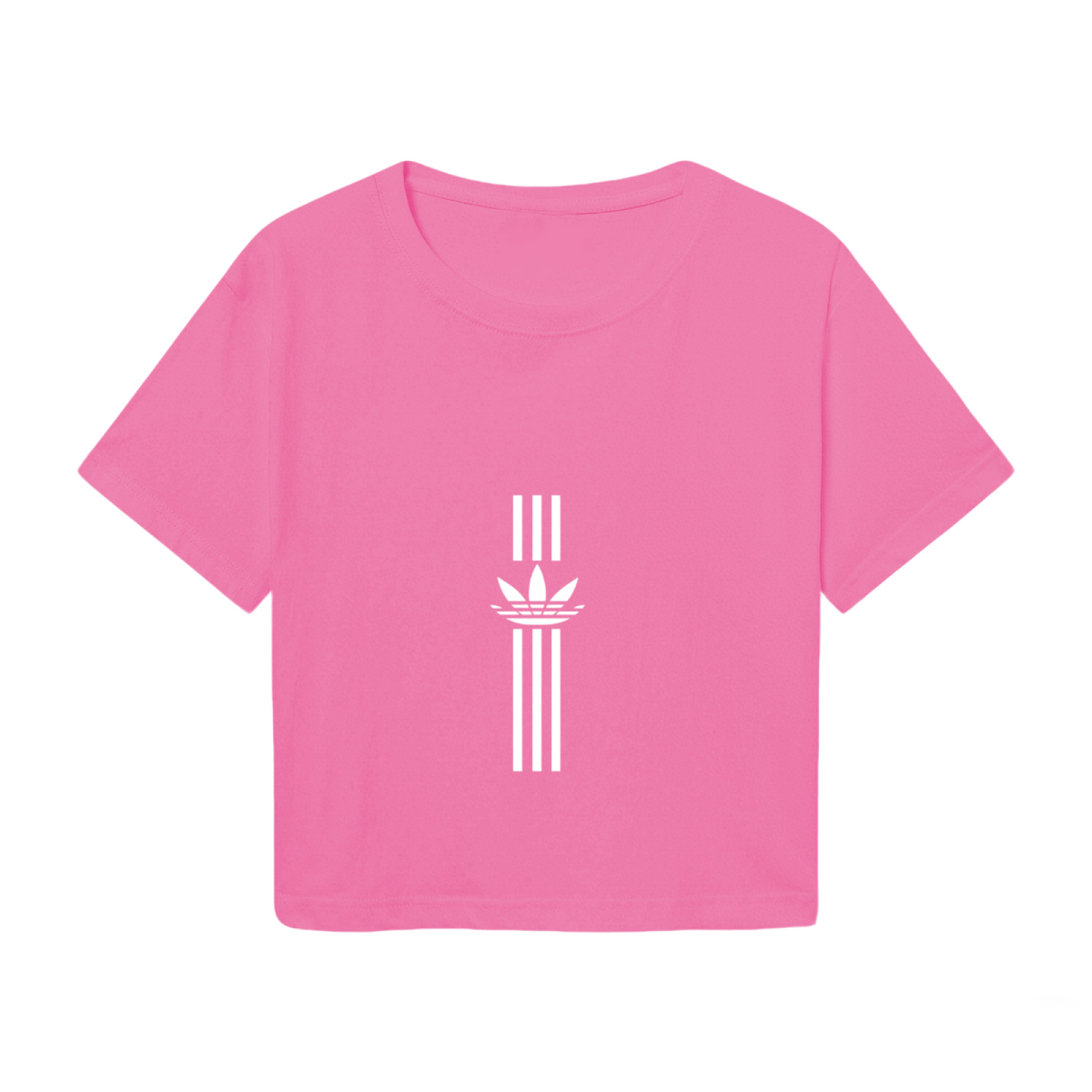 Vertical Trefoil Sporty Hot Pink Crop Tee