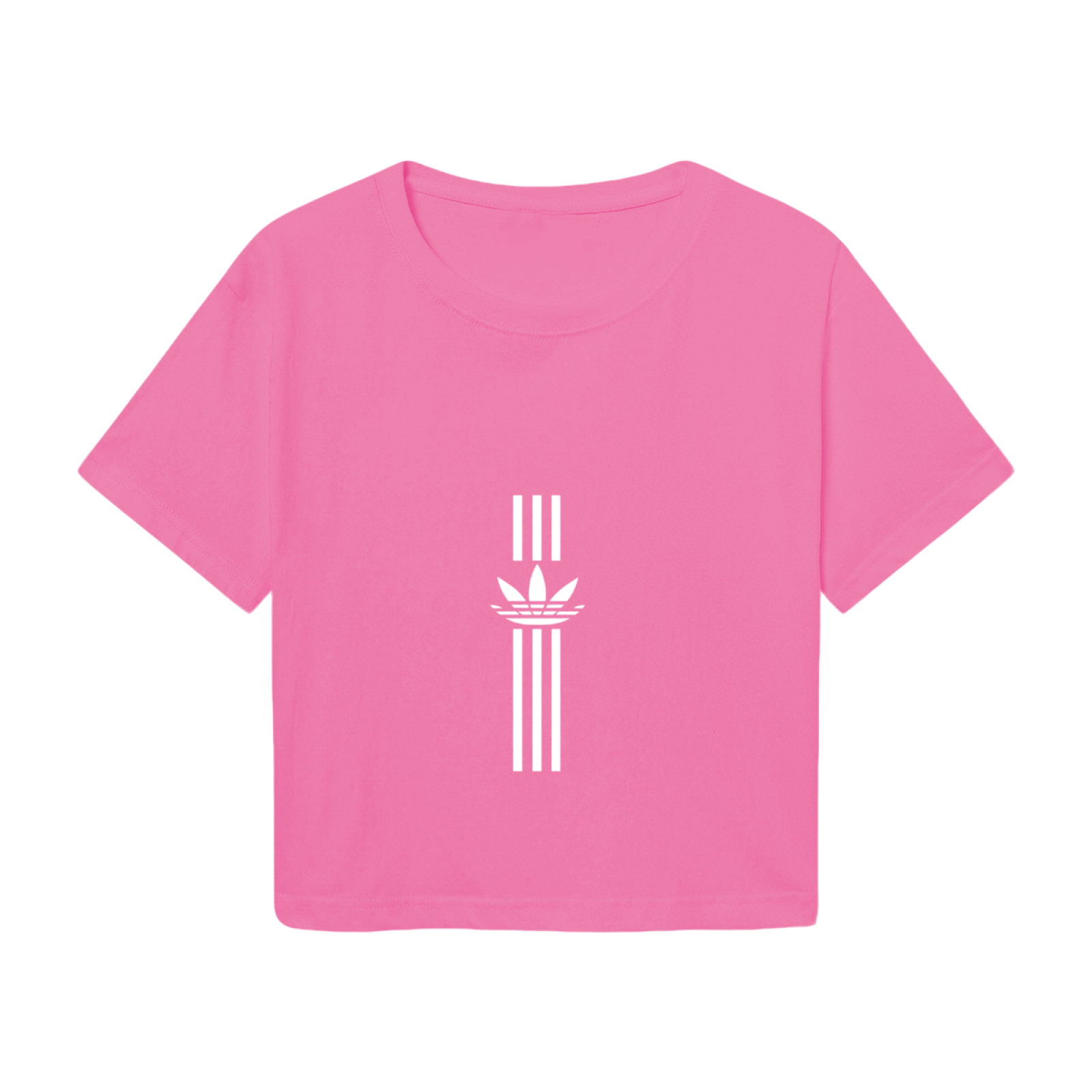 Vertical Trefoil Sporty Hot Pink Crop Tee