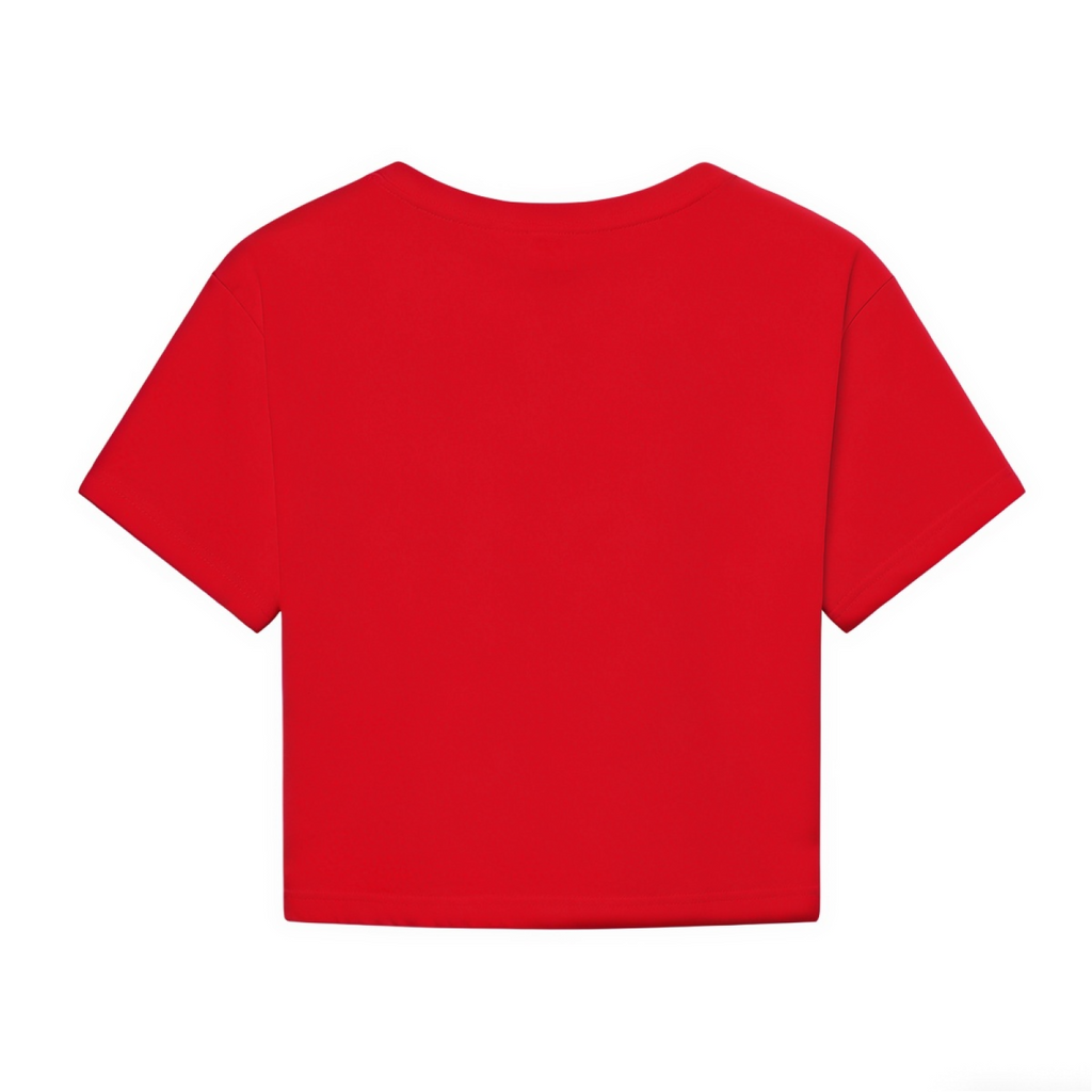 Sweet Daisy Falling Hearts Romantic Red Crop Top