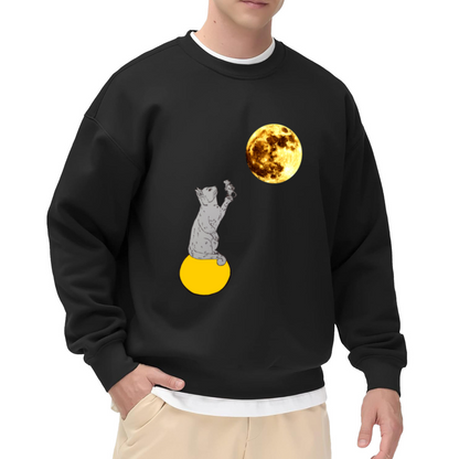 Cute Fox On Sun Crewneck Sweatshirt - Adorable Hand Drawn Animal Graphic, Kawaii Wildlife Pullover, Whimsical Art Top