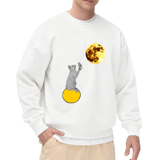 Cute Fox On Sun Crewneck Sweatshirt - Adorable Hand Drawn Animal Graphic, Kawaii Wildlife Pullover, Whimsical Art Top
