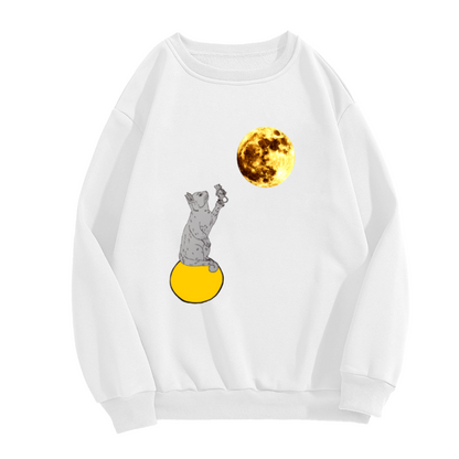 Cute Fox On Sun Crewneck Sweatshirt - Adorable Hand Drawn Animal Graphic, Kawaii Wildlife Pullover, Whimsical Art Top