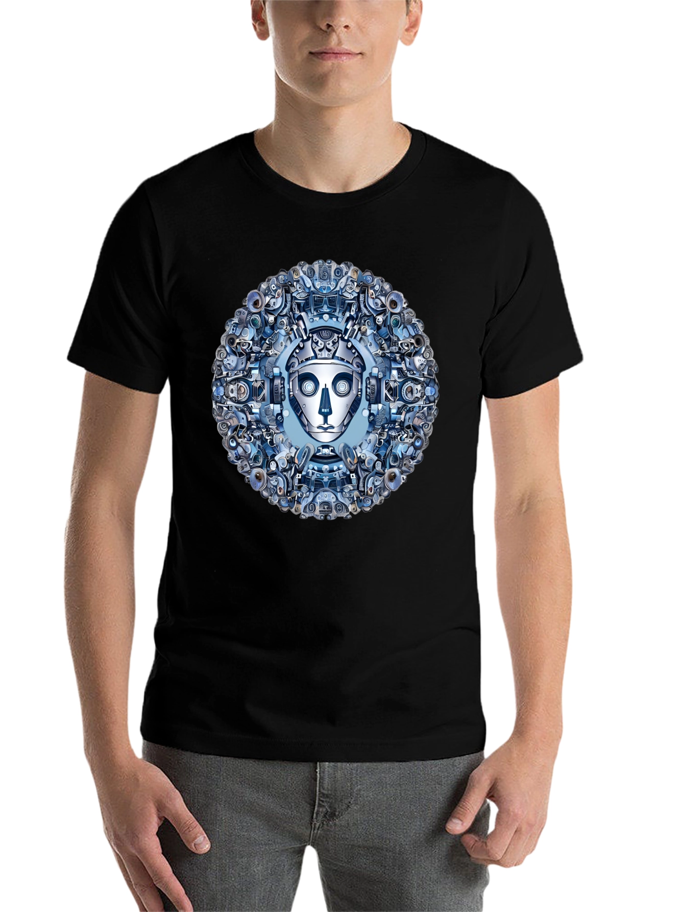 Robot Face Graphic Tee - Steampunk Style