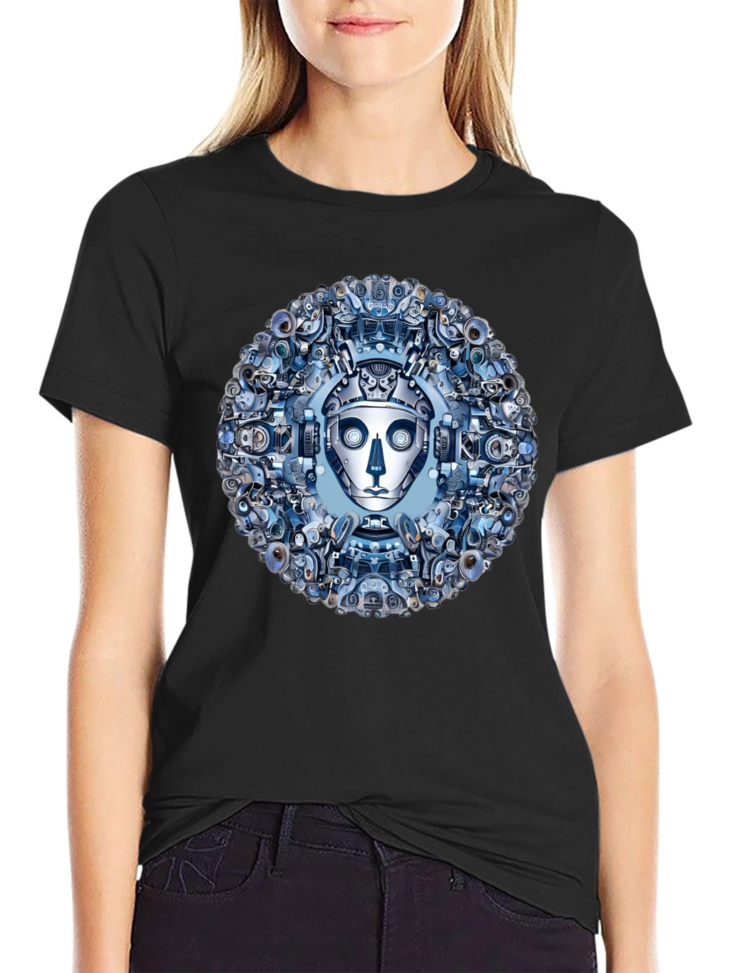 Robot Face Graphic Tee - Steampunk Style