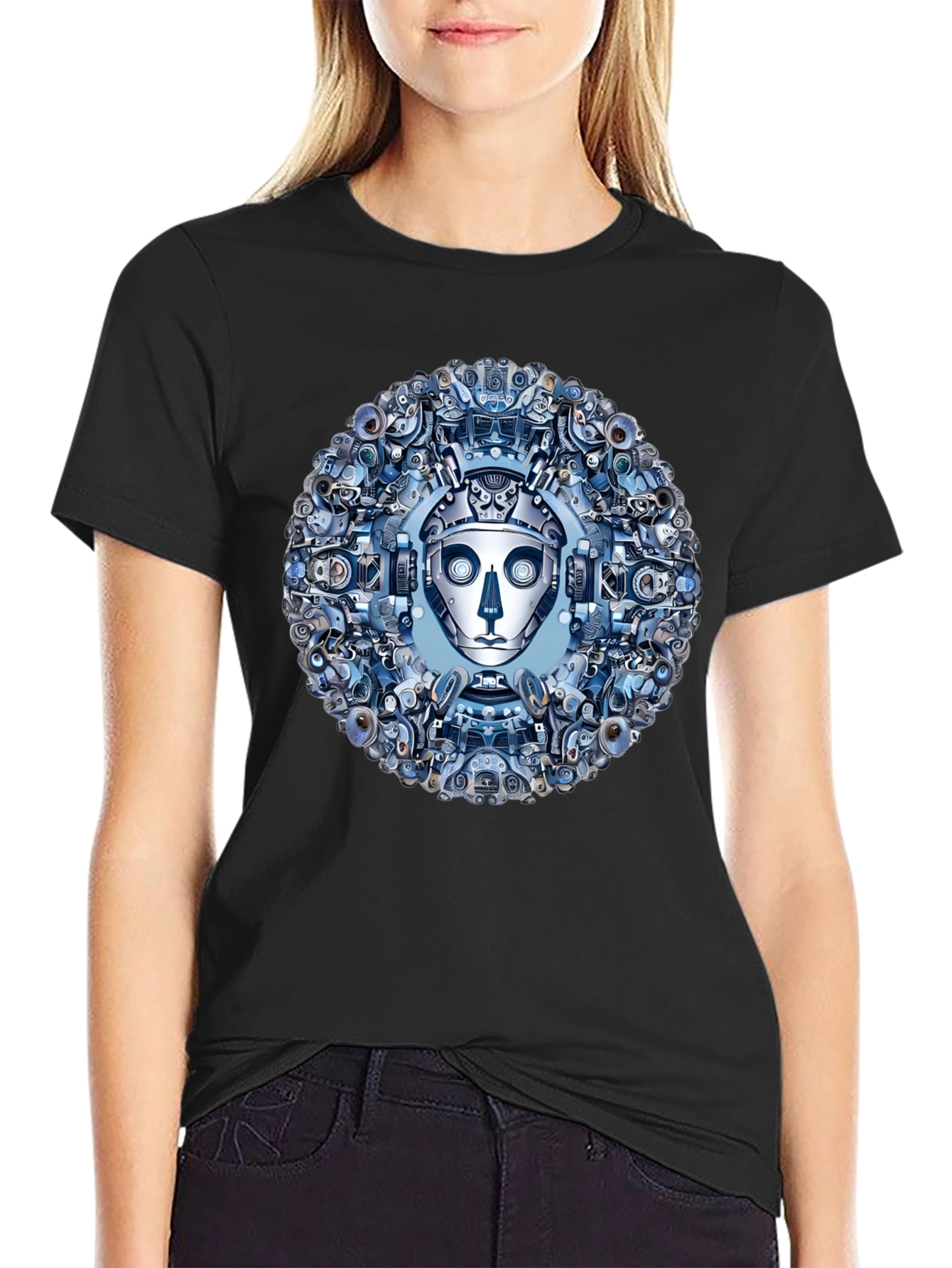 Robot Face Graphic Tee - Steampunk Style