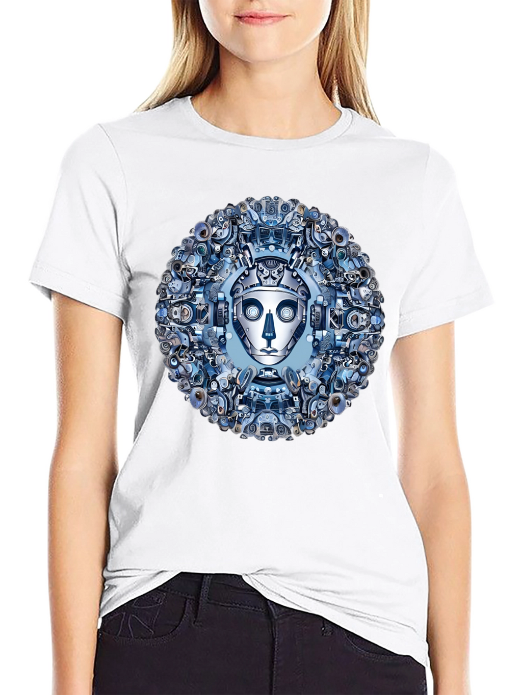 Robot Face Graphic Tee - Steampunk Style