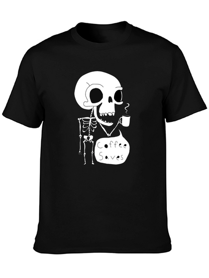 Coffee Saves Skeleton T-Shirt - Funny Graphic Tee