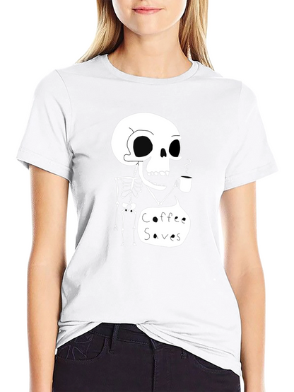Coffee Saves Skeleton T-Shirt - Funny Graphic Tee
