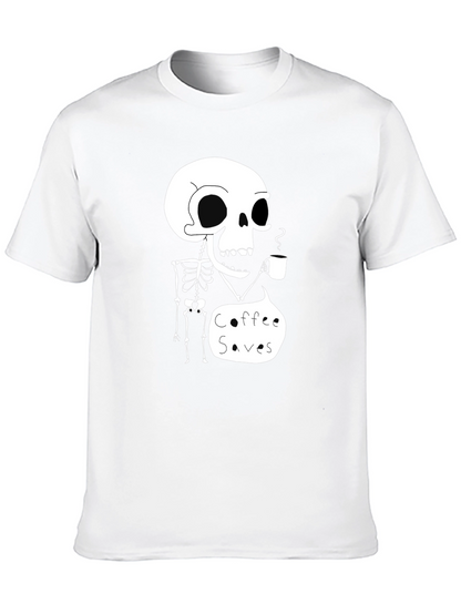 Coffee Saves Skeleton T-Shirt - Funny Graphic Tee