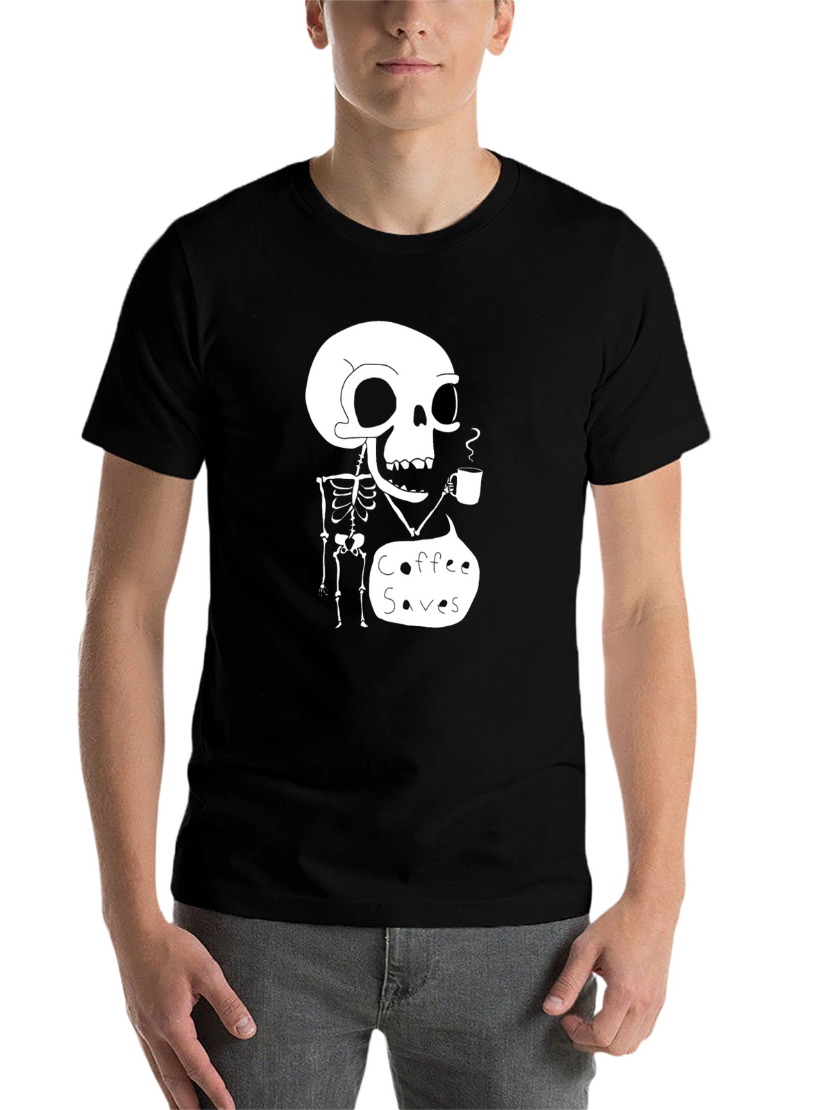 Coffee Saves Skeleton T-Shirt - Funny Graphic Tee