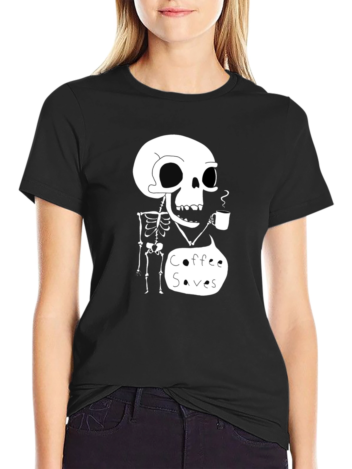 Coffee Saves Skeleton T-Shirt - Funny Graphic Tee