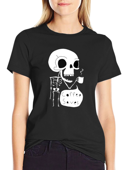 Coffee Saves Skeleton T-Shirt - Funny Graphic Tee