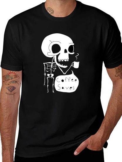 Coffee Saves Skeleton T-Shirt - Funny Graphic Tee