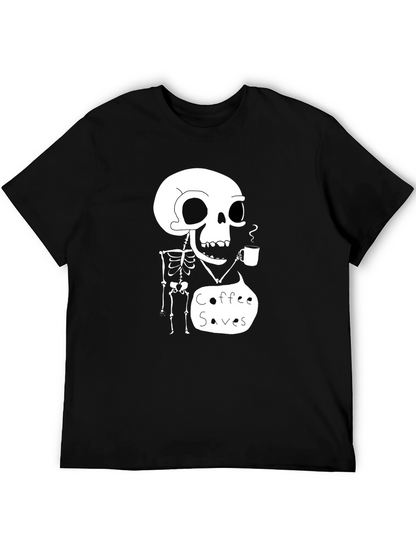 Coffee Saves Skeleton T-Shirt - Funny Graphic Tee