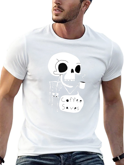 Coffee Saves Skeleton T-Shirt - Funny Graphic Tee