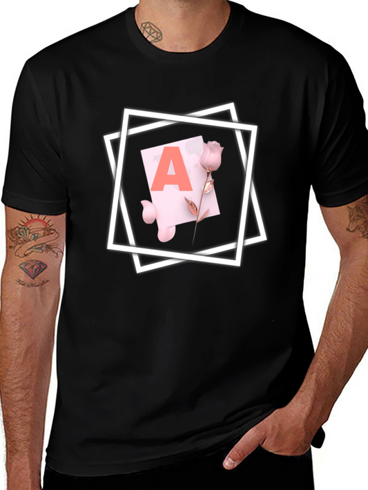 Letter A Rose T-Shirt - Stylish Graphic Tee