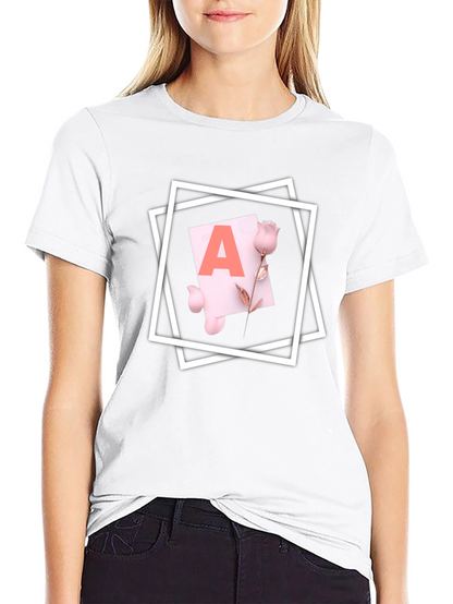Letter A Rose T-Shirt - Stylish Graphic Tee