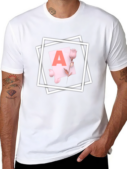 Letter A Rose T-Shirt - Stylish Graphic Tee