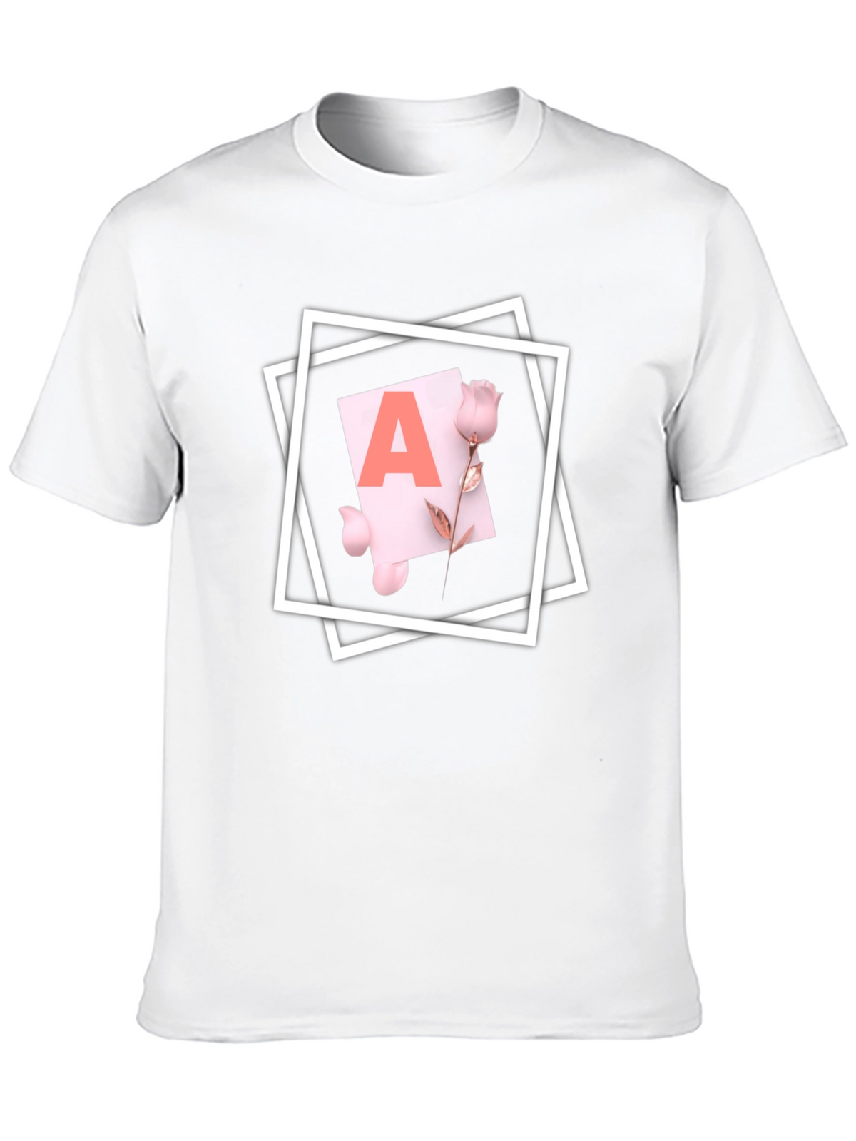 Letter A Rose T-Shirt - Stylish Graphic Tee