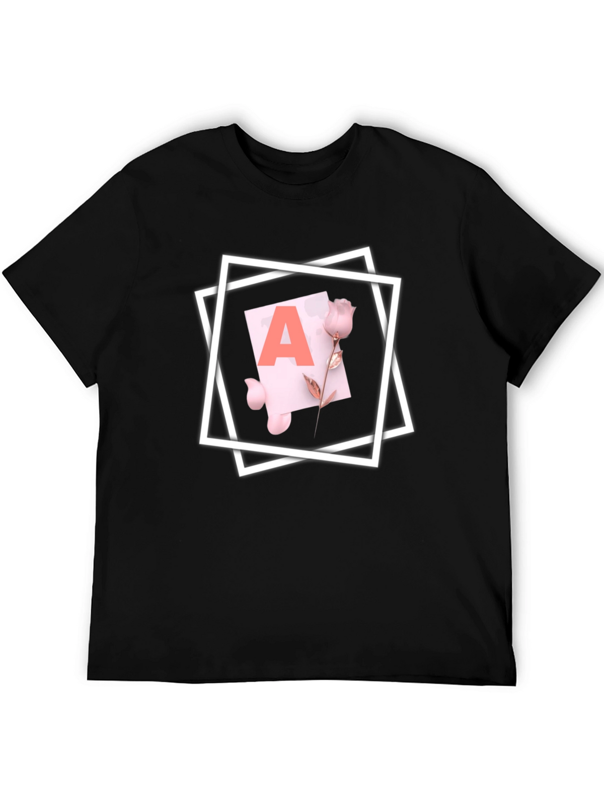 Letter A Rose T-Shirt - Stylish Graphic Tee