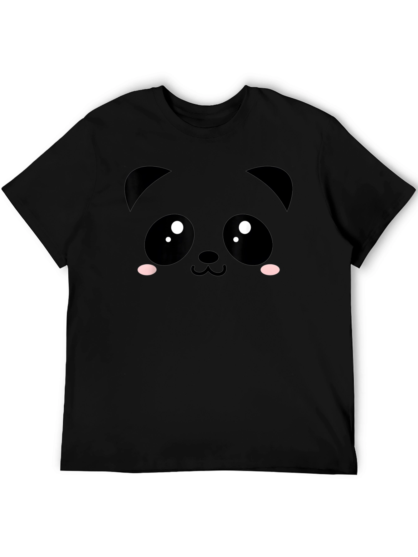 Cute Panda Face Black T-Shirt