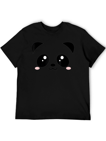 Cute Panda Face Black T-Shirt