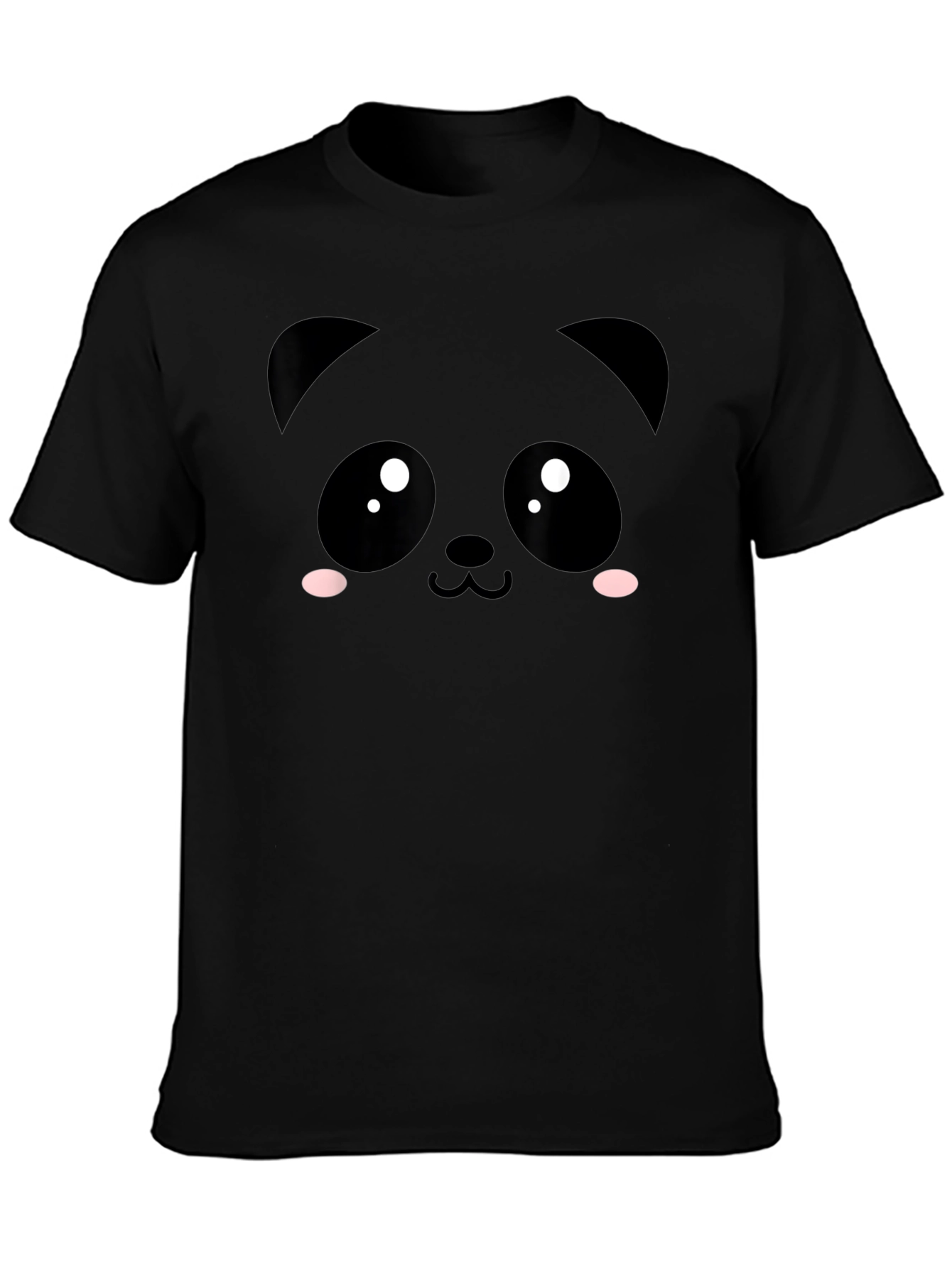 Cute Panda Face Black T-Shirt