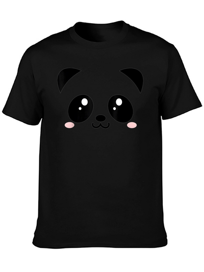 Cute Panda Face Black T-Shirt