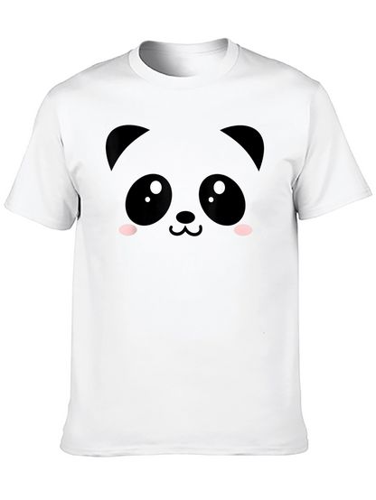 Cute Panda Face Black T-Shirt