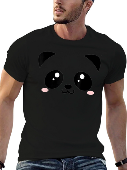 Cute Panda Face Black T-Shirt