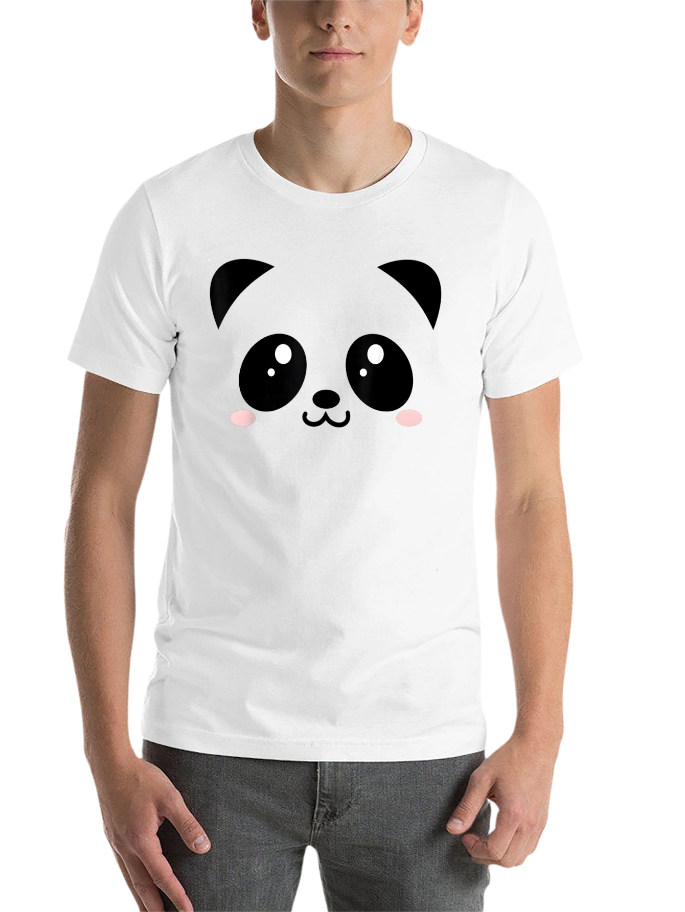Cute Panda Face Black T-Shirt