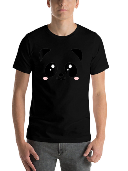 Cute Panda Face Black T-Shirt