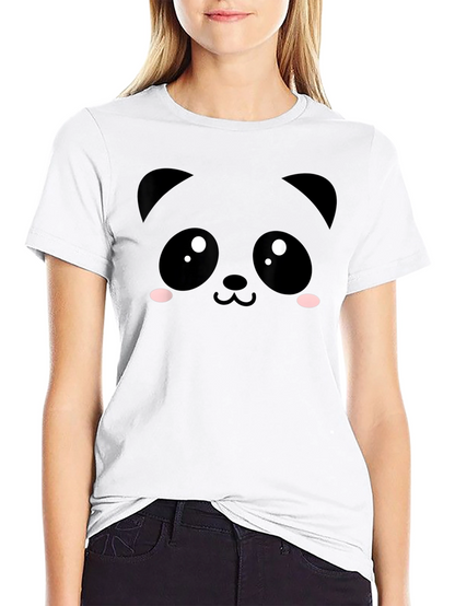 Cute Panda Face Black T-Shirt
