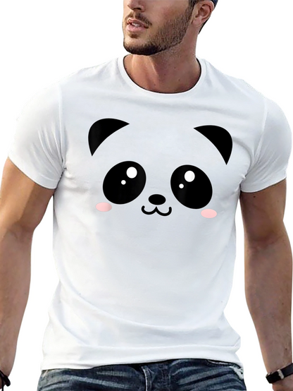 Cute Panda Face Black T-Shirt