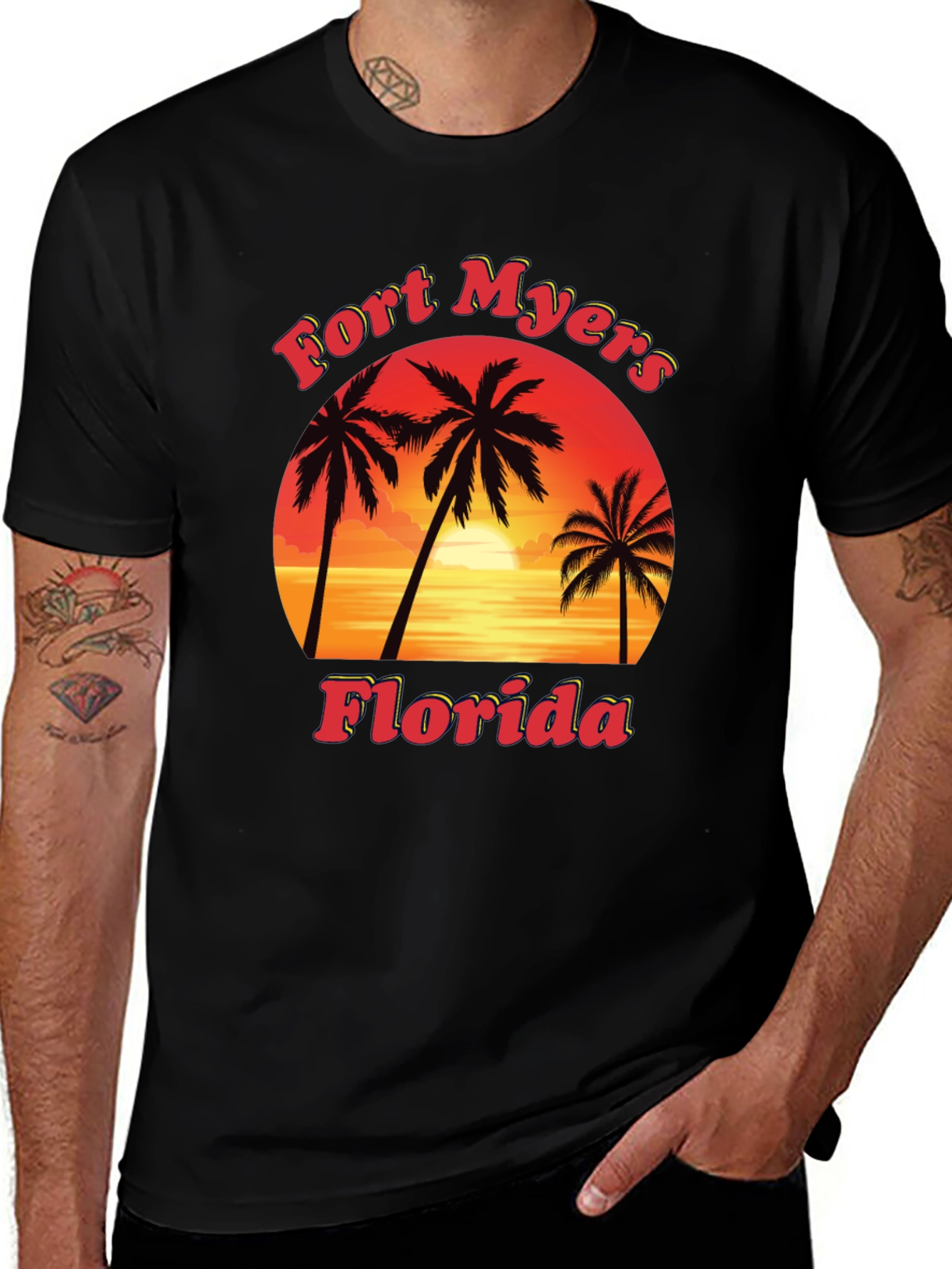 Fort Myers Florida T-Shirt Retro Sunset Palm Trees