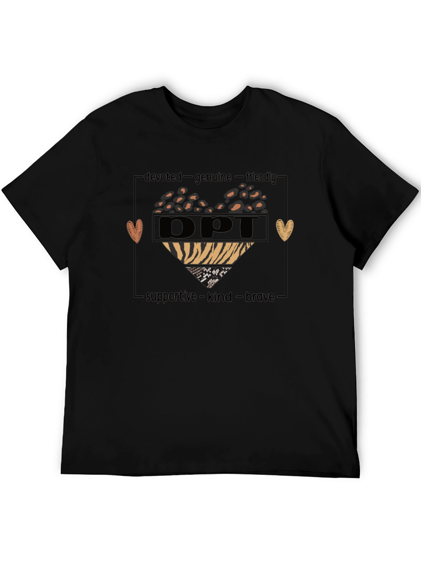 DPT Leopard Print Heart T-Shirt - Devoted Genuine Supportive
