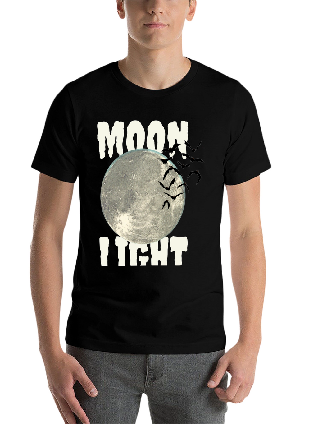 Moonlight Halloween Bats Graphic Tee
