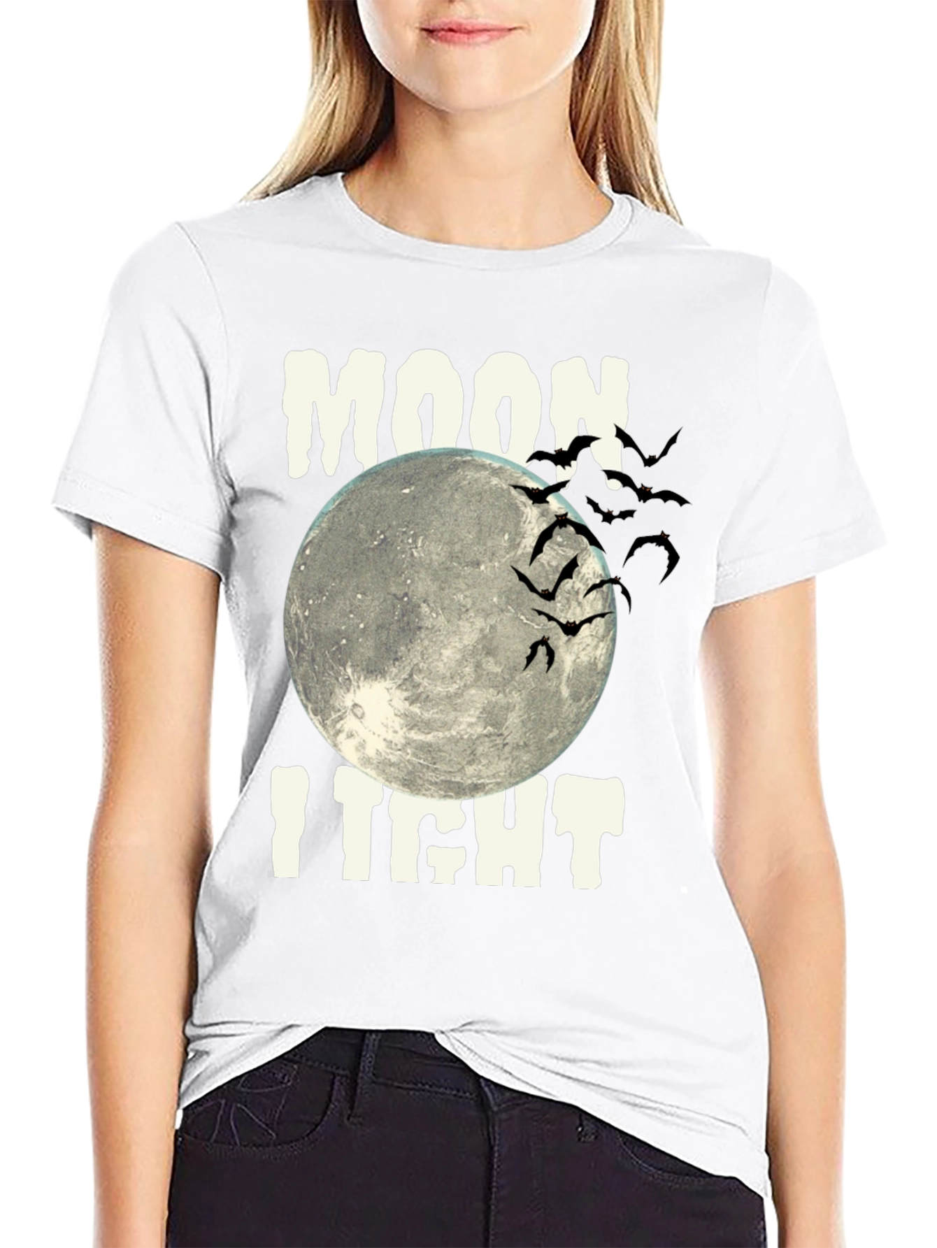 Moonlight Halloween Bats Graphic Tee