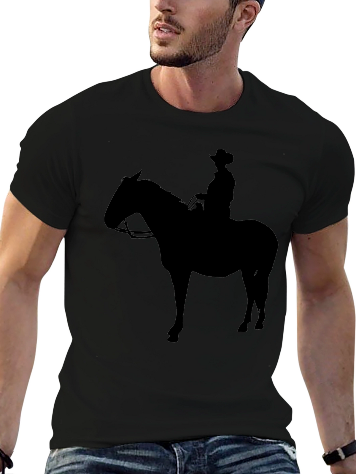 Cowboy Silhouette Graphic Tee - Black